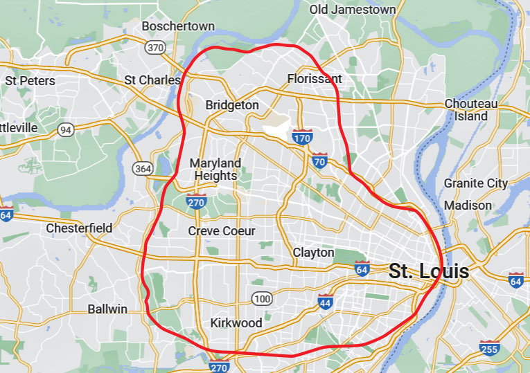 area map that St Louis Trees serves